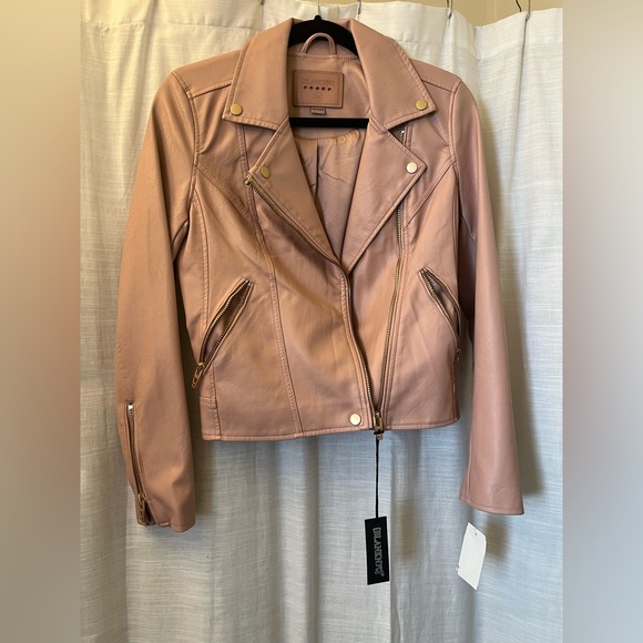 NEW! BLANK NYC Light pink VEGAN leather moto jacket - Picture 2 of 4